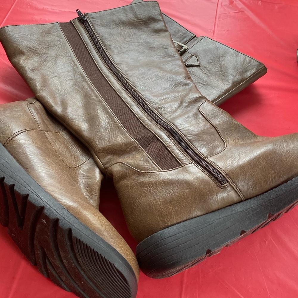 Brown wide calf boots